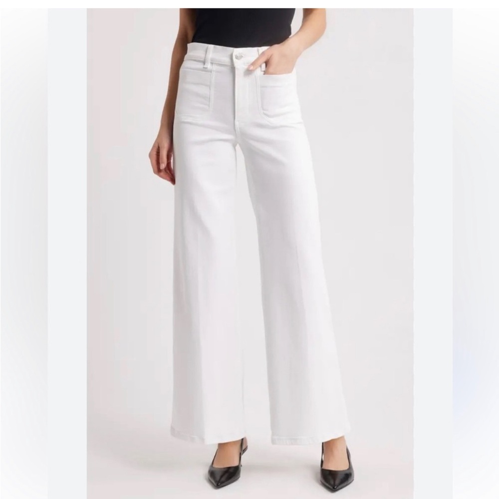 FRAME Denim Le Slim Palazzo High-Rise Wide-Leg Jeans in Off-White
